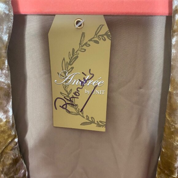 Andrée By Unit Gold Velvet Embroidered Open Cardigan Womens Size S Mustard Yello - Picture 4 of 9